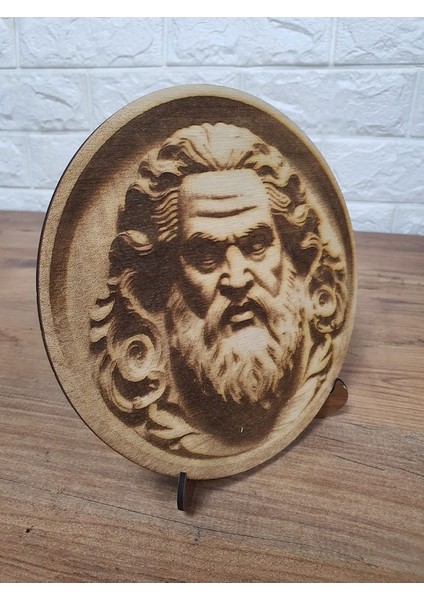 18,5X18,5 cm Ahşap Yakma Tanrı Zeus Tablo fırsatları