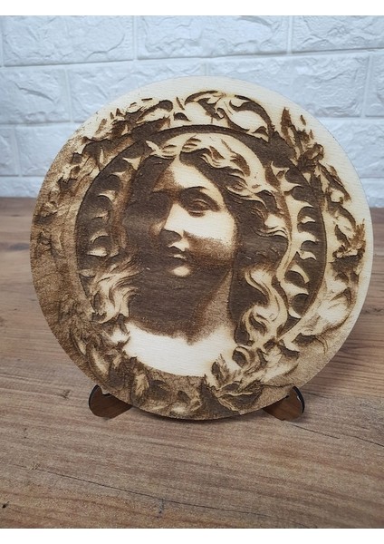 18,5X18,5 cm Ahşap Yakma Tanrıça Afrodit Tablo