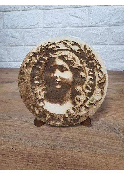 18,5X18,5 cm Ahşap Yakma Tanrıça Afrodit Tablo fiyatları
