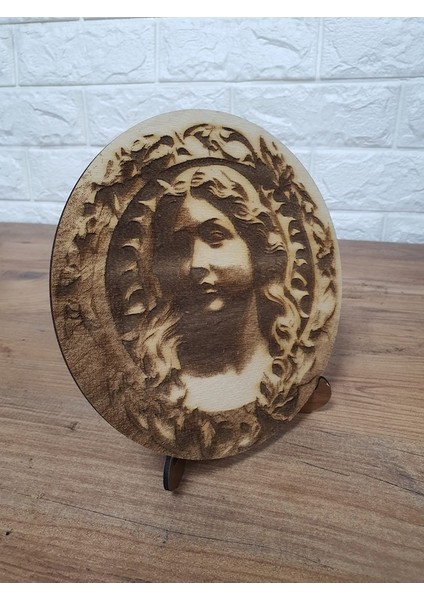 18,5X18,5 cm Ahşap Yakma Tanrıça Afrodit Tablo fırsatları