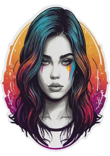 5 Adet 9x9 cm Depresif Kız Sticker Araba Motor Laptop Kask Sticker