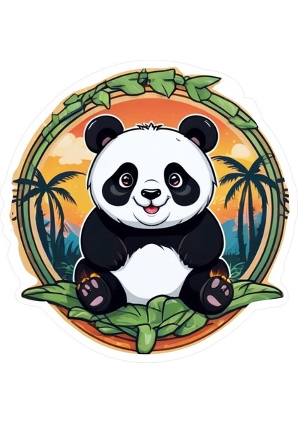 9x9 cm Panda Sticker Defter Dolap Laptop Kask Araba Motor Sticker