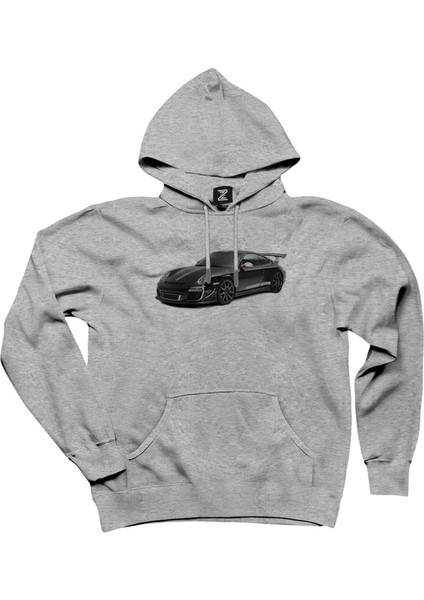Porsche 911 Gt3 Gri Kapşonlu Sweatshirt Hoodie