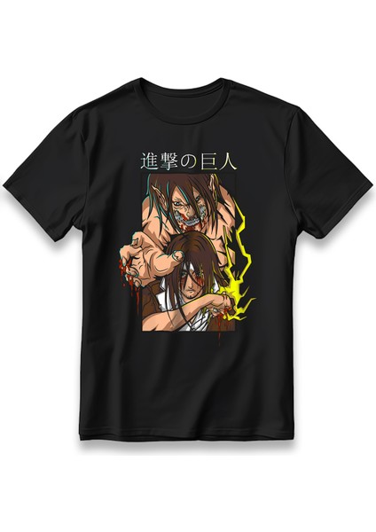 Attack On Tıtan Eren Transformatıon Model T-Shirt Unisex %100 Pamuklu Rahat Regular Baskı Anime Tişört