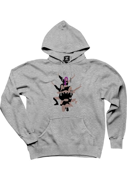 Blackpink Digital Simple Gri Kapşonlu Sweatshirt Hoodie
