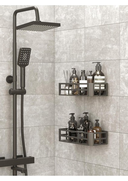 Mithra Life 2 Adet Düzenleyici Yapışkanlı Banyo Organizer Duş Rafı MIT1146