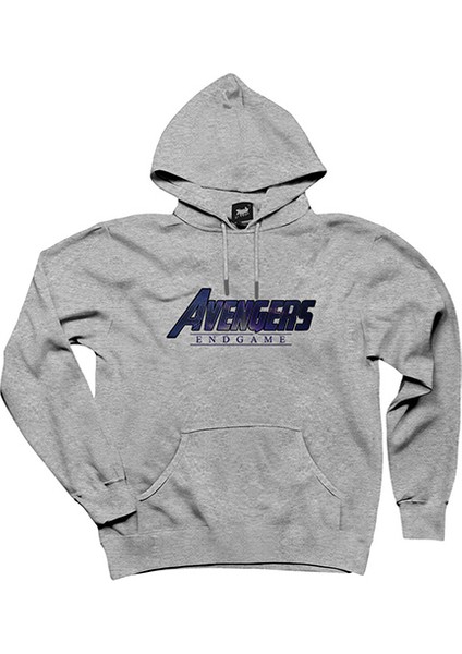Avengers End Game Logo 3 Gri Kapşonlu Sweatshirt Hoodie