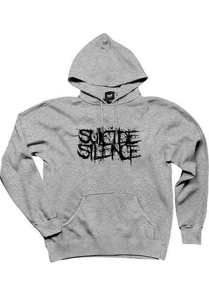 Suicide Silence Logo Gri Kapşonlu Sweatshirt Hoodie