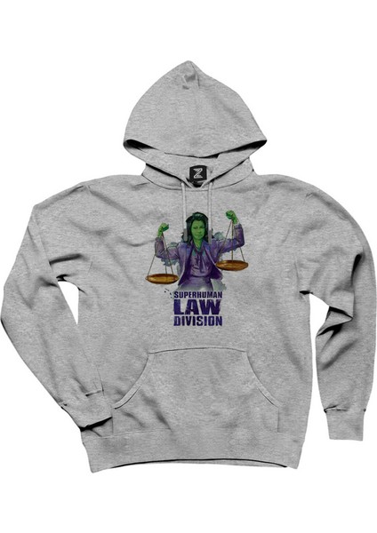 She Hulk Superhuman Law Division Gri Kapşonlu Sweatshirt Hoodie