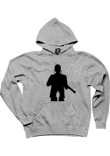 John Wick Chapter 4 Black And White Gri Kapşonlu Sweatshirt Hoodie