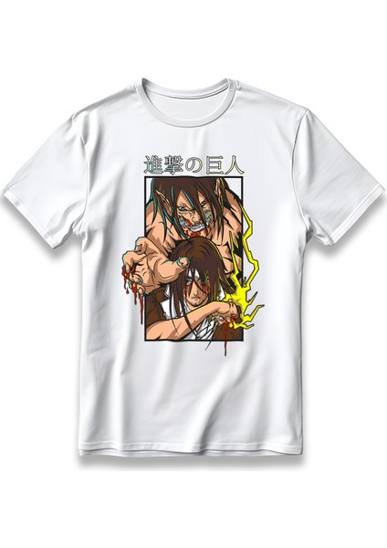 Attack On Tıtan Eren Transformatıon Model T-Shirt Unisex %100 Pamuklu Rahat Regular Baskı Anime Tişört