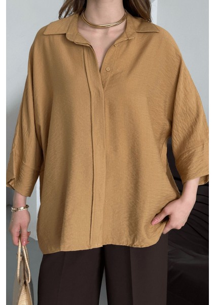 Kadın Evelyn Oversize Gömlek, Keten Ayrobin Ön Patlı Gömlek modelleri