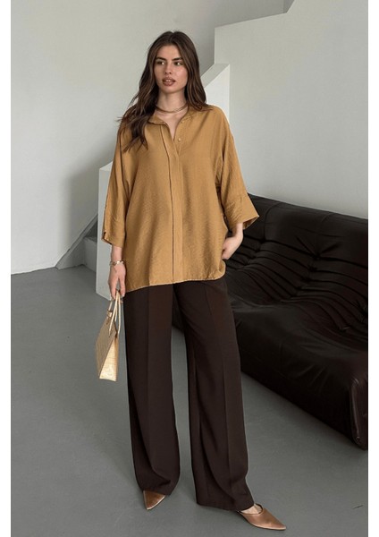 Kadın Evelyn Oversize Gömlek, Keten Ayrobin Ön Patlı Gömlek indirimleri
