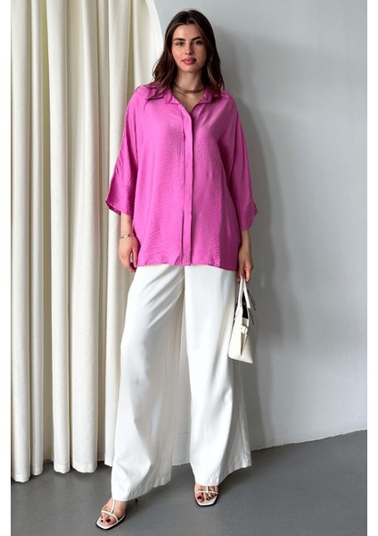 Kadın Evelyn Oversize Gömlek, Keten Ayrobin Ön Patlı Gömlek fırsatları