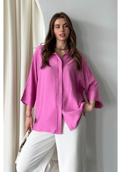 Kadın Evelyn Oversize Gömlek, Keten Ayrobin Ön Patlı Gömlek indirimleri