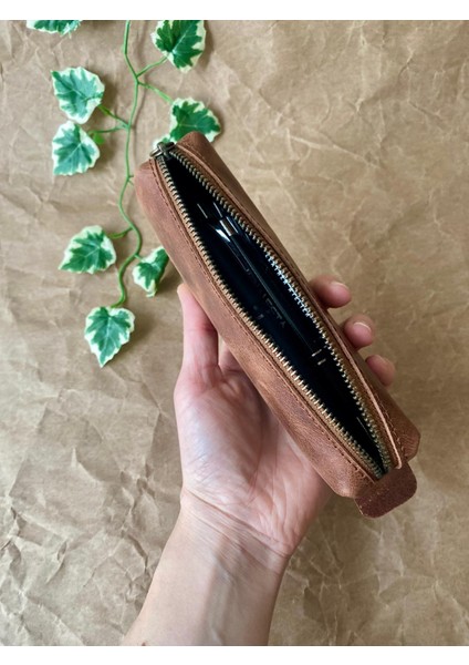 (Isim Yazıyoruz) Kalemlik / Mini Makyaj Çantası - El Yapımı Hakiki Deri fiyatları