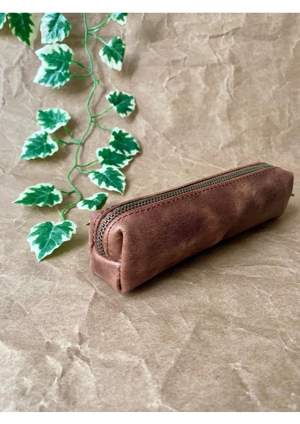 (Isim Yazıyoruz) Kalemlik / Mini Makyaj Çantası - El Yapımı Hakiki Deri indirimleri