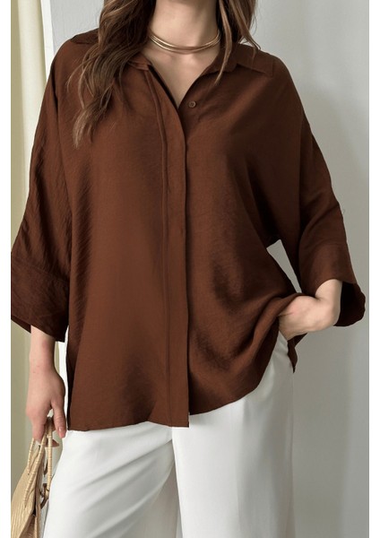 Kadın Evelyn Oversize Gömlek, Keten Ayrobin Ön Patlı Gömlek fiyatları