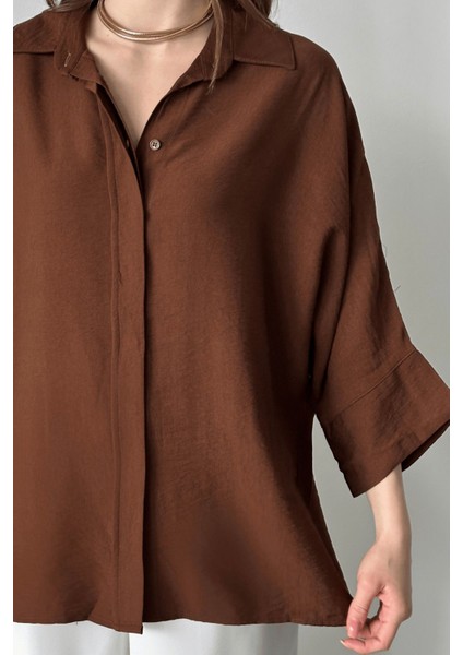 Kadın Evelyn Oversize Gömlek, Keten Ayrobin Ön Patlı Gömlek modelleri