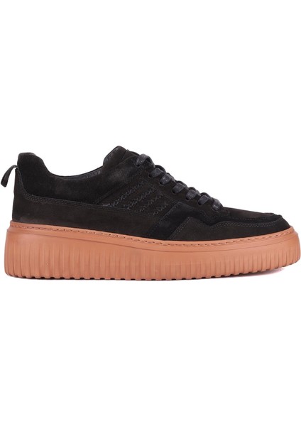 - Siyah Hakiki Süet Bağcıklı Erkek Sneaker 115-K502