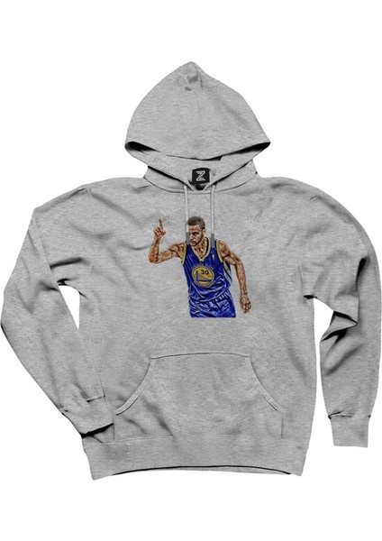 Stephen Curry 30 Warriors Gri Kapşonlu Sweatshirt Hoodie