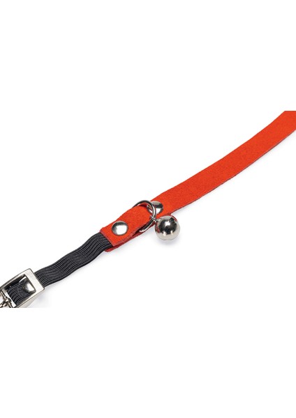 Kedi Boyun Tasması, Süet, Kırmızı, 24-29CM Nrmsa