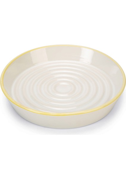 Yavru Kedi Mama Su Kabı, Seramik, Gri Sarı, 17,5cmx3,5cm Nrmsa