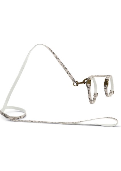 Dbl Kedi Göğüs Tasması ve Gezdirme Kayışı, 130CM, Bej, 27-45CM Nrmsa