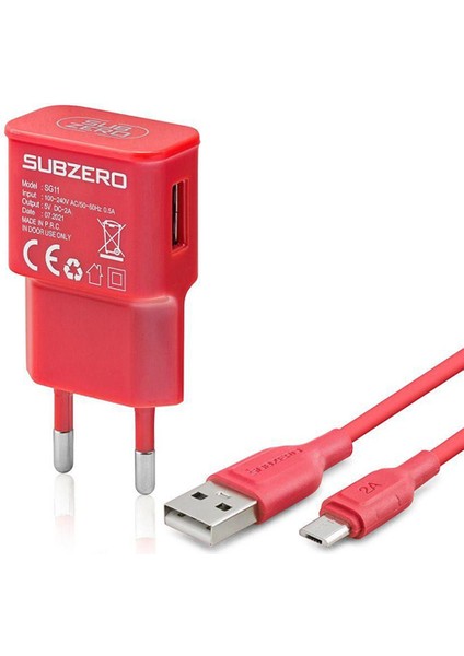 Subzero SG11 Mikro Ev Şarj Cihazı - 2.0A, 5V (Sarı, Pembe, Mor) Renk Seçenekleri