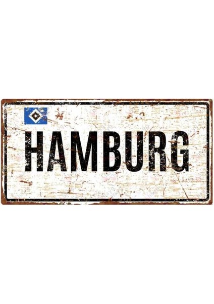 Hamburg - Pas Görünümlü Alüminyum Uv Baskılı Duvar Dekoru - Metal Dekoratif Şehir Tabelası