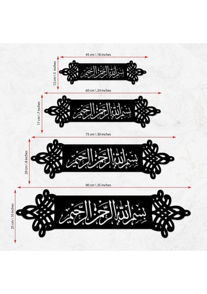 Besmele Arapça Hat Duvar Dekoru, Metal Bismillahirrahmanirrahim Ev Ofis Duvar Dekoru modelleri
