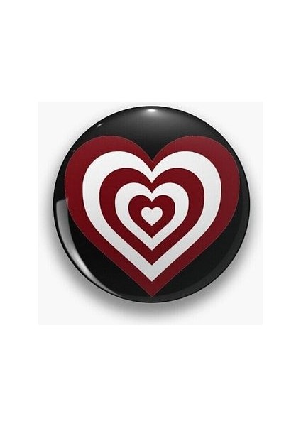 Bordo Beyaz Siyah Kalp Y2K Grunge Stil 90S 00S Rozet