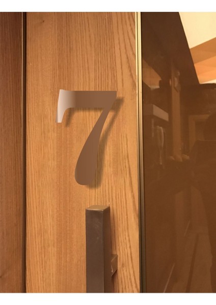 Kapı Daire Numarası 1 mm Bronz Ayna Pleksi Yapışkanlı No - 7 Yedi modelleri