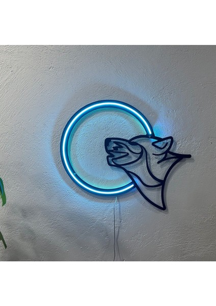 Kurt Neon Metal Duvar Dekor Hayvan Temalı Neon