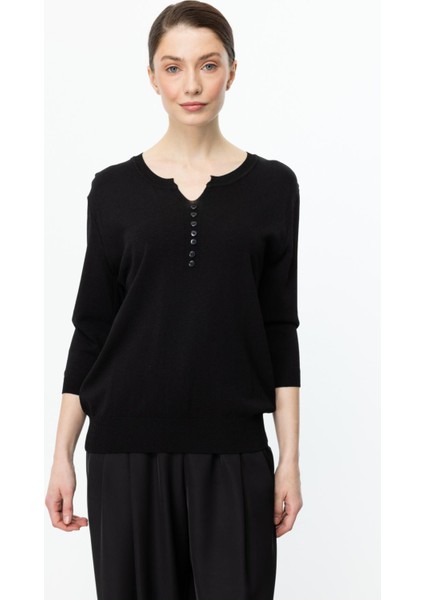 56359 Onteks Cep Detaylı Düğpmeli Yarım Kol Triko Bluz fiyatları