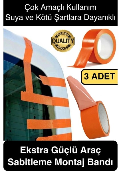 3 Adet Iz Bırakmaz 50MMX 30MT Araba Montaj Bandı Oto Araç Sabitleme Bant Ekstra Güçlü Suya Dayanıklı