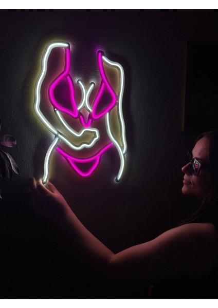 Bikini Neon Metal Duvar Dekor Kadın Temalı Neon fiyatları