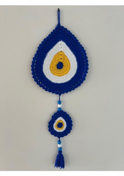 Mavi Beyaz Nazar Boncuklu Balkon Duvar Süsü EN:17CM BOY:54CM