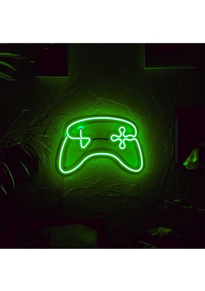 Game Consol Neon Metal Duvar Dekor Yazı Temalı Neon