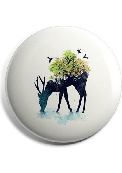 Geyik Iğneli Çanta Rozeti 58MM