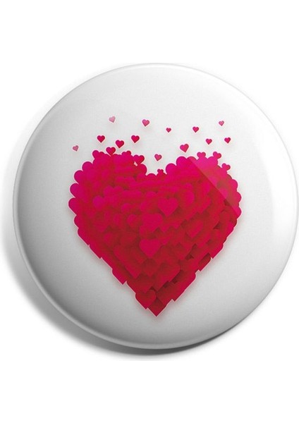Kalp Heart Iğneli Çanta Rozeti 58MM