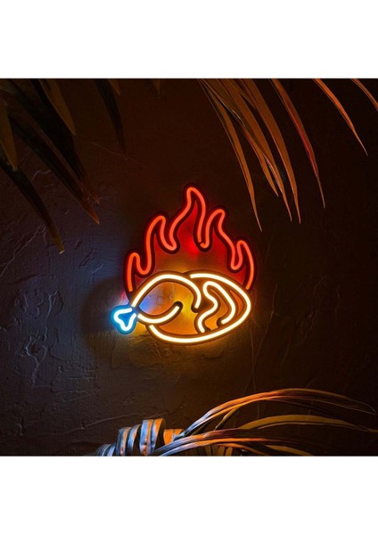 Fried Chicken Neon Metal Duvar Dekor Yazı Temalı Neon