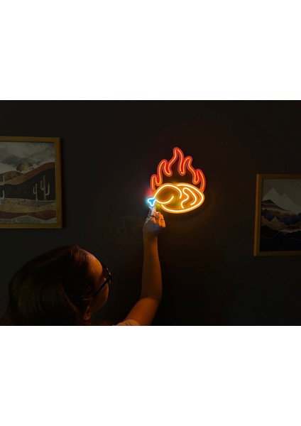Fried Chicken Neon Metal Duvar Dekor Yazı Temalı Neon modelleri