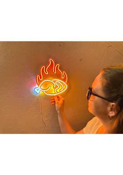 Fried Chicken Neon Metal Duvar Dekor Yazı Temalı Neon fırsatları
