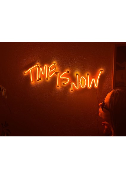 Time Is Now Neon Metal Duvar Dekor Yazı Temalı Neon modelleri