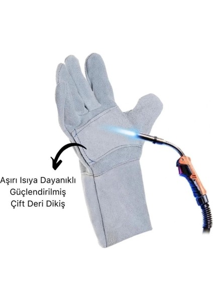 Özel Üretim Uzun Boy Isıya Dayanıklı Rahat Yangın Için Kaynakçı Yanmaz Çok Amaçlı Bahçe Deri Eldiven indirimleri