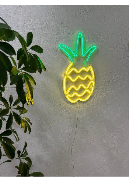 Ananas Neon Metal Duvar Dekor Meyve Temalı