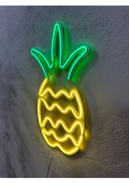 Ananas Neon Metal Duvar Dekor Meyve Temalı