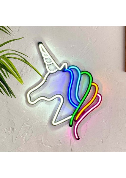 Unicorn Neon Metal Duvar Dekor Çocukluk Temalı