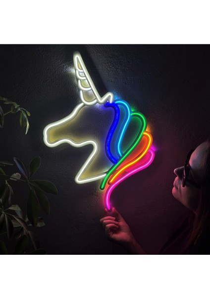 Unicorn Neon Metal Duvar Dekor Çocukluk Temalı modelleri